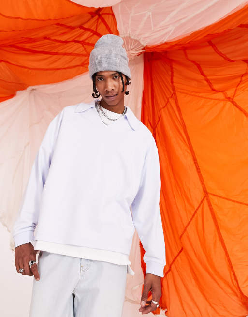 ASOS DESIGN - Super oversized sweatshirt met polokraagje in pastelblauw