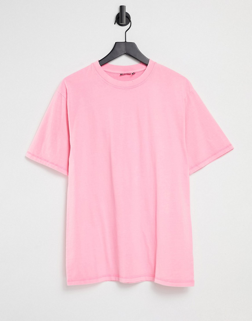 ASOS DESIGN super oversized t-shirt in neon pink wash set