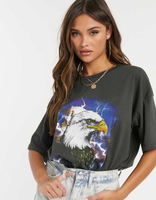 Vintage Oversized T-Shirt - Lightning Eagle