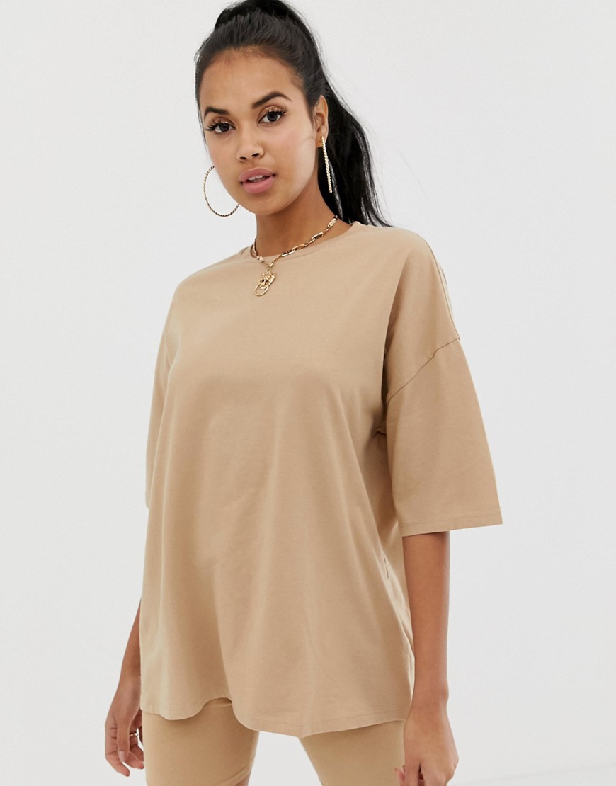 ASOS DESIGN super oversized t-shirt with wash in sand-Pink