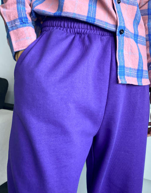 ASOS DESIGN super oversized trackies with toggle hem in purple - PURPLE, 3 of 4