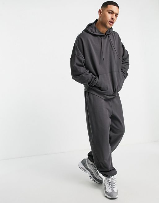 Washed Black Oversized Sweatpants x Baggy Fit - AETERIUS Smoky Black / S