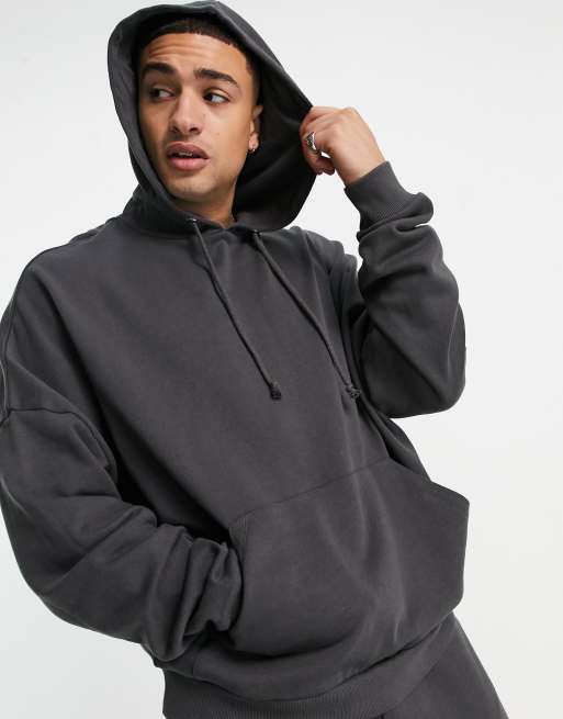 ASOS DESIGN organic tracksuit with oversized hoodie & oversized sweatpants  in black