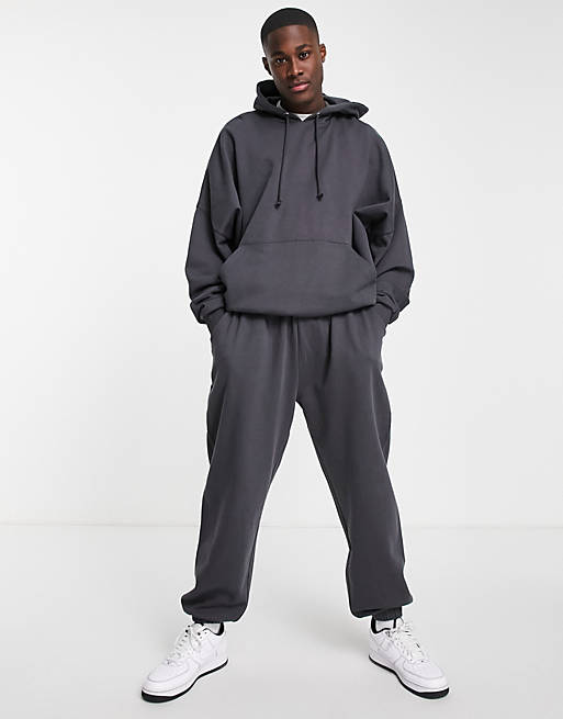 ASOS DESIGN super oversized tracksuit with hoodie & joggers in washed ...