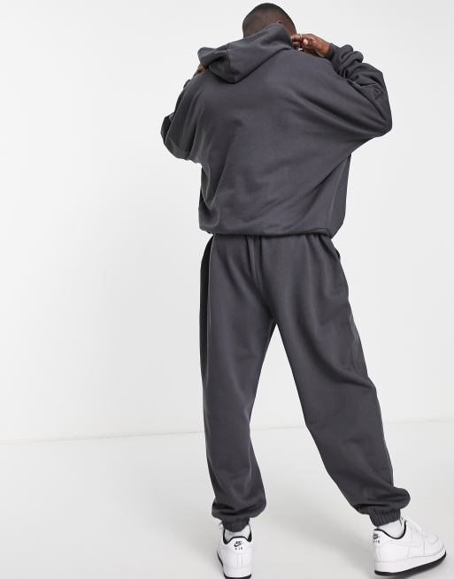 ASOS DESIGN organic tracksuit with oversized hoodie & oversized sweatpants  in black