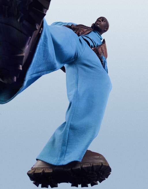 ASOS DESIGN super oversized wide leg sweatpants in blue - part of a set