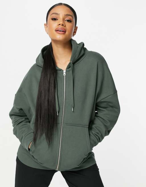 Womens khaki best sale zip up hoodie