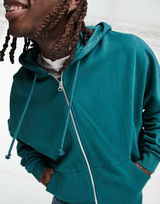 Teal store zipper hoodie