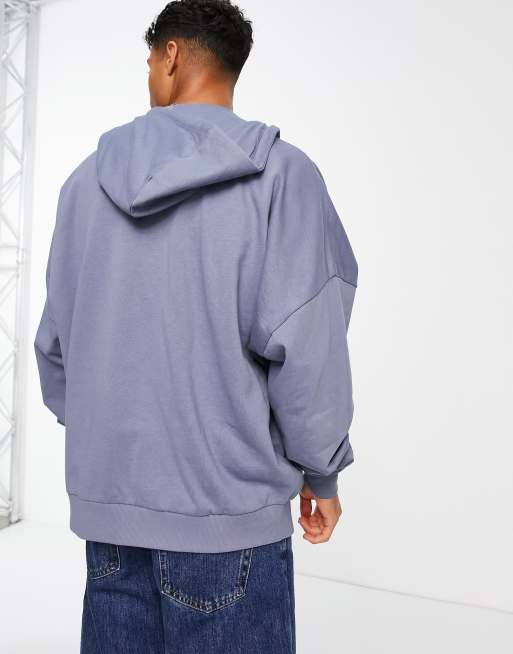 ASOS DESIGN zip up hoodie in blue