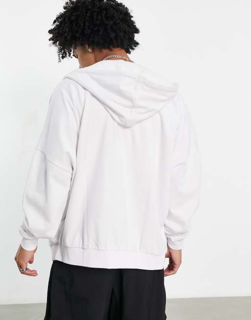 ASOS DESIGN super oversized zip through hoodie in white | ASOS