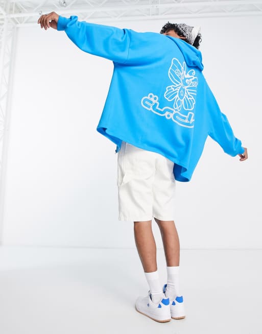 ASOS DESIGN zip up hoodie in blue