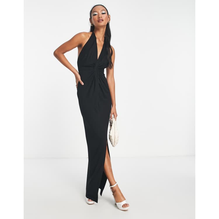 ASOS DESIGN super plunge knot maxi dress in black ASOS