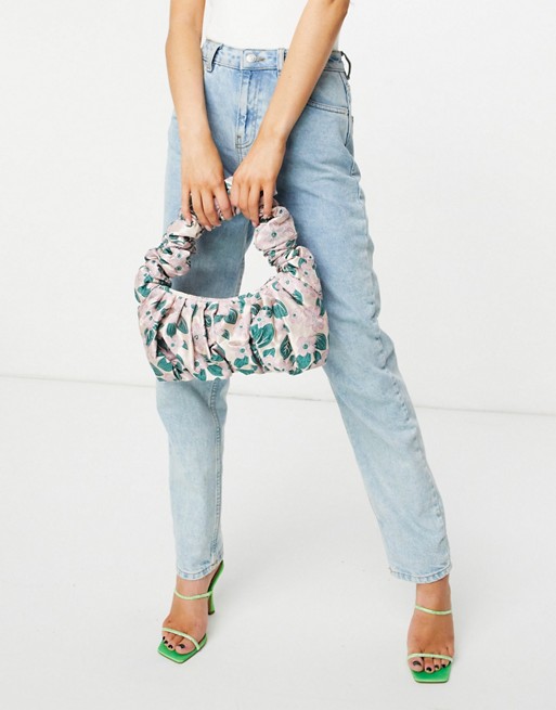 ASOS DESIGN super ruched shoulder bag in floral jacquard