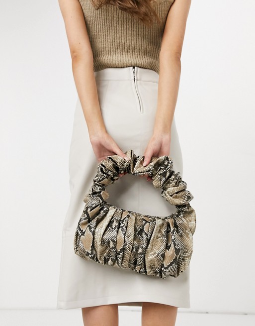 ASOS DESIGN super ruched shoulder bag in snake