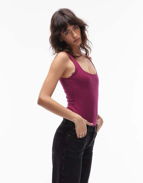 ASOS DESIGN - Super sculpt body met vierkante hals in pruim - view 1