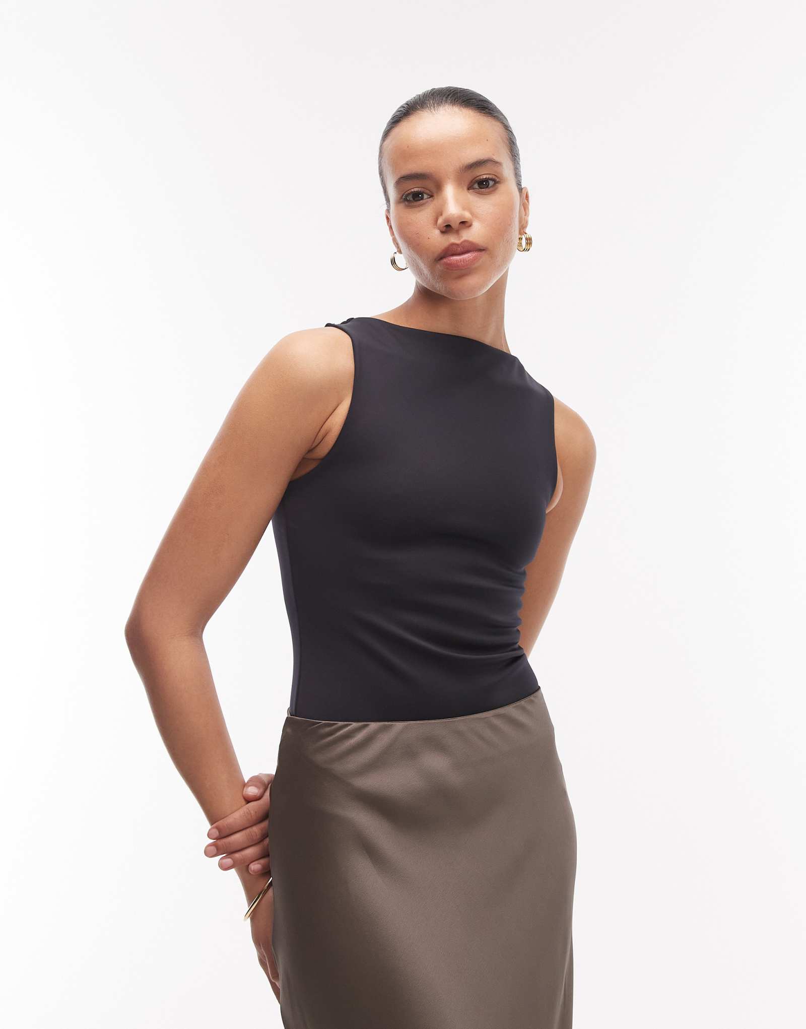 Облегающее боди с вырезом лодочкой от ASOS DESIGN черного цвета 