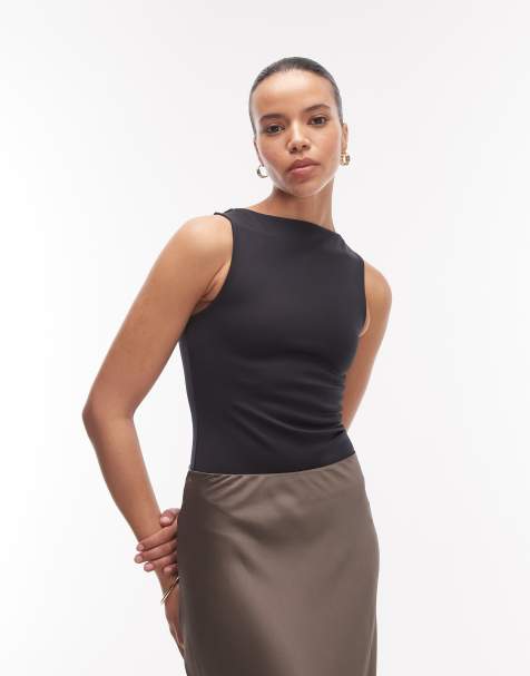 ASOS DESIGN Super Sculpting boat neck bodysuit in black 