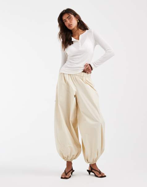 ASOS DESIGN super sheer henley top in cream - view 1