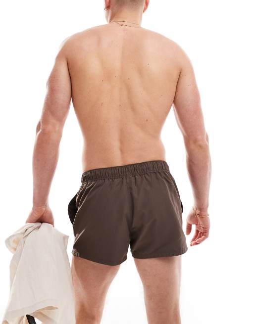 ASOS DESIGN super short swim shorts in brown, 2 of 4