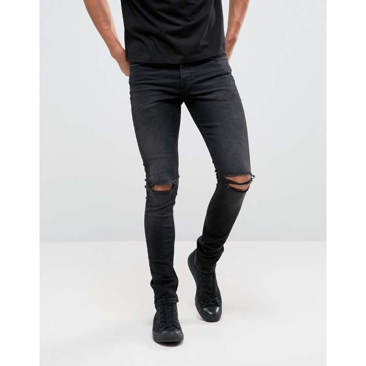 Super Skinny Cargo Jeans With Knee Rips