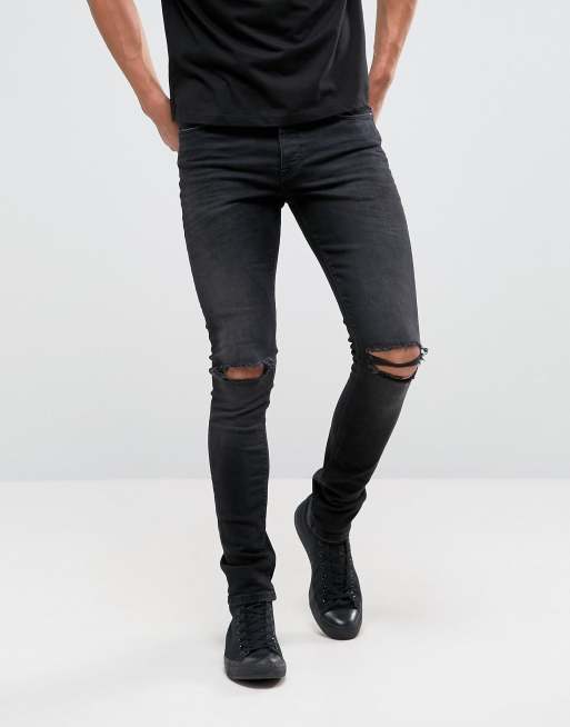 Black jeans cheap knee holes