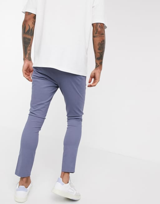 ASOS DESIGN super skinny ankle grazer chinos in blue ASOS