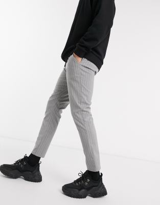 black skinny ankle grazer trousers