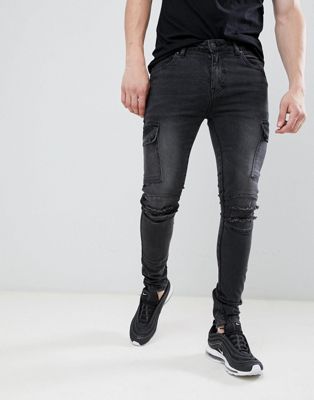 grey skinny biker jeans