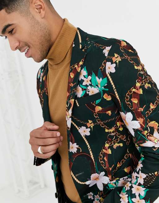 Asos mens floral on sale blazer