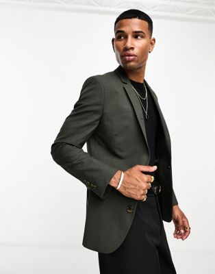 ASOS DESIGN super skinny blazer in khaki texture