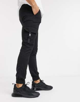 black skinny cargo joggers