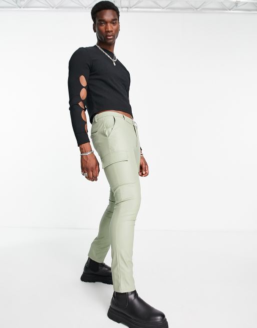 ASOS DESIGN super skinny cargo pants in matte leather look