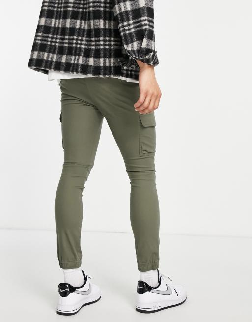 ASOS DESIGN skinny cargo trousers in khaki