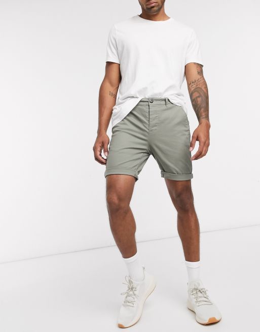 ASOS DESIGN super skinny chino shorts in khaki | ASOS