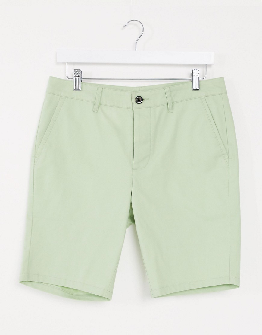ASOS DESIGN super skinny chino shorts in pastel green