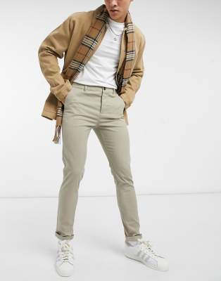 ASOS DESIGN super skinny chinos in dark beige-Neutral