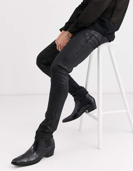 ASOS DESIGN skinny jean in black leather look