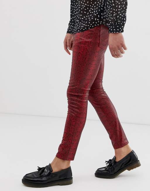 ASOS DESIGN skinny jeans in red