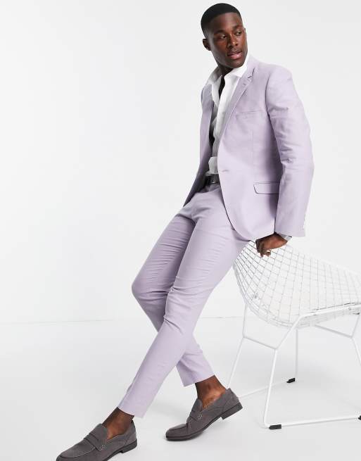 ASOS DESIGN - Super skinny colbert van linnenmix in pastel lila, 4 van 4