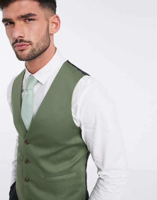 ASOS DESIGN super skinny cotton vest in olive green