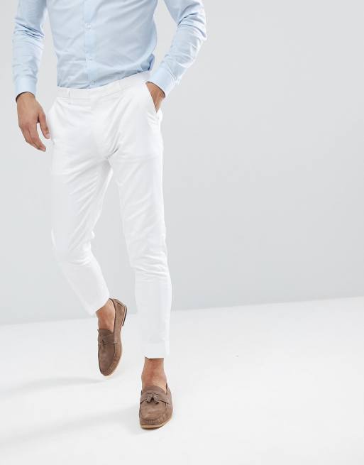 White skinny hot sale cropped trousers