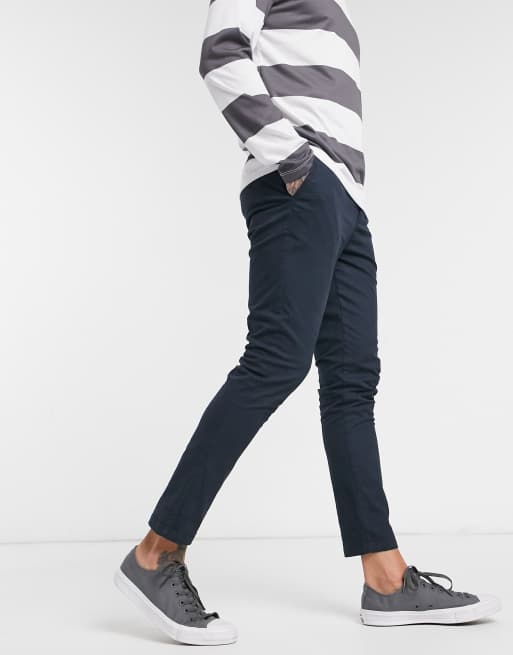 ASOS DESIGN super skinny cropped chinos in navy