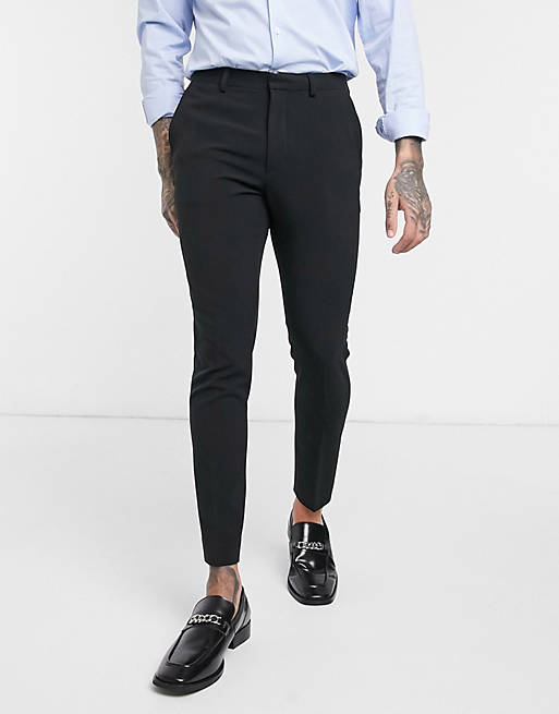 ASOS DESIGN super skinny cropped smart pants in black