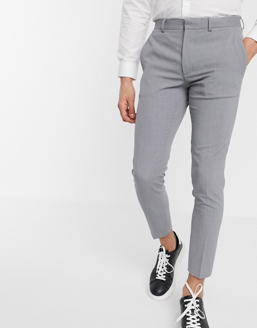 ASOS DESIGN super skinny cropped smart pants in gray-Grey