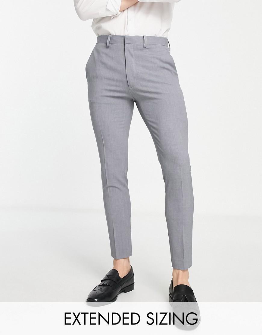 ASOS DESIGN SUPER SKINNY CROPPED SMART PANTS IN GRAY-GREY,BOYLE CRO GY1