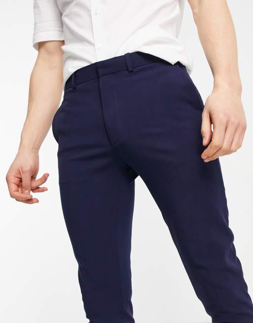 ASOS DESIGN super skinny cropped smart trouser in navy