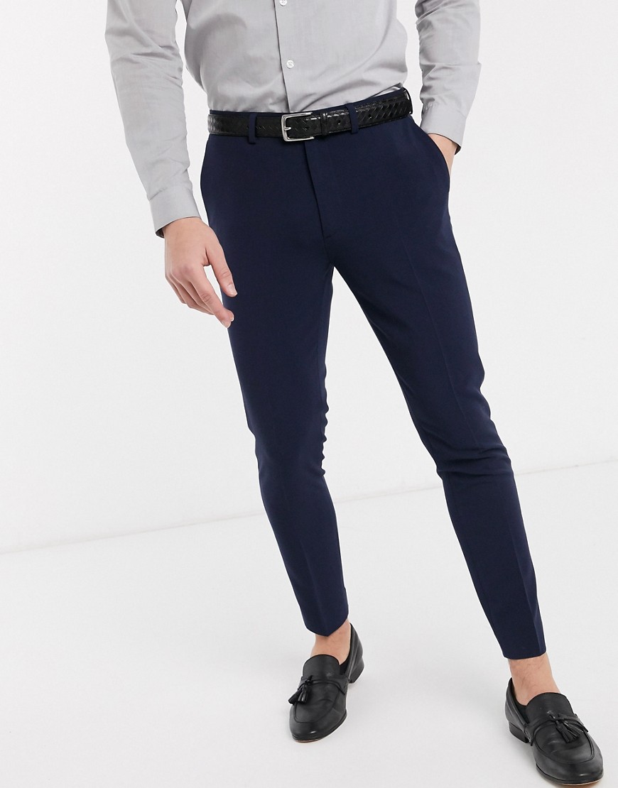 Product photo of Asos design super skinny cropped smart trousers in navy