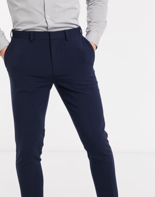 ASOS DESIGN super skinny cropped smart trousers in navy, 3 of 4