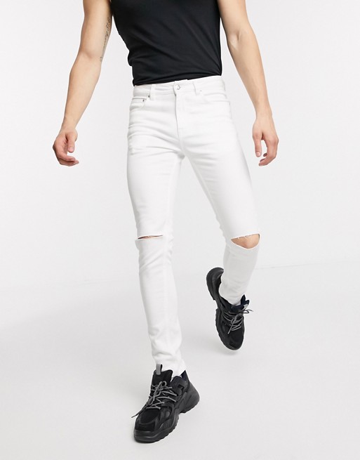 ASOS DESIGN super skinny denim jeans in white with knee rips