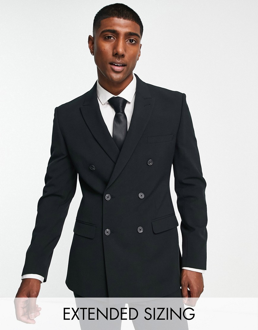 ASOS DESIGN super skinny double breasted suit jacket in black